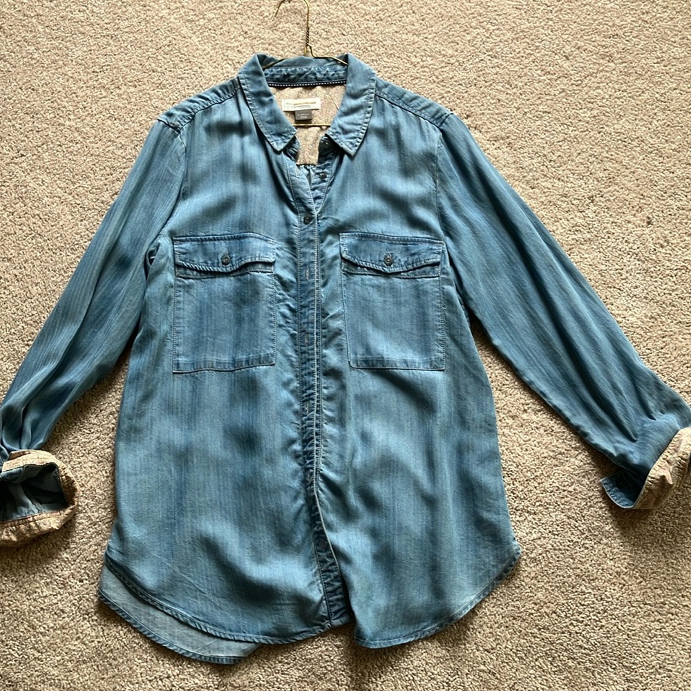 Anthropologie Pilcro & the Letterpress denim button front tunic Excellent cond